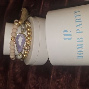 Gold and Purple Bracelet Set
